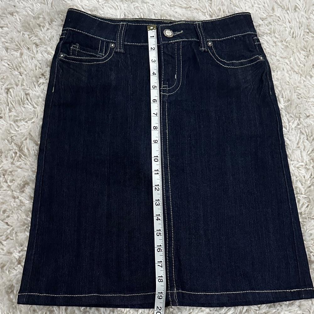 BONGO Ladies Y2K Dark Denim Midi- Skirt Feminine Flattering Sz 1 NWOT - Picture 9 of 9